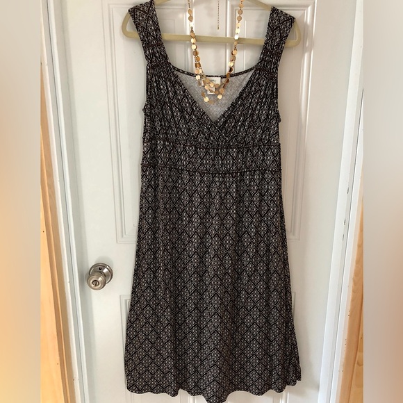 🤎Loft Sleeveless Brown & White Print Dress Size 12 - Picture 3 of 8